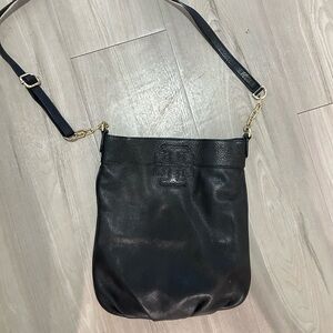 Black Leather Tory Burch Crossbody Bag